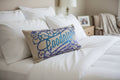 Always Kiss Me Goodnight Lumbar Pillow Cover – Shiny Blue Vinyl, 20" x 12"