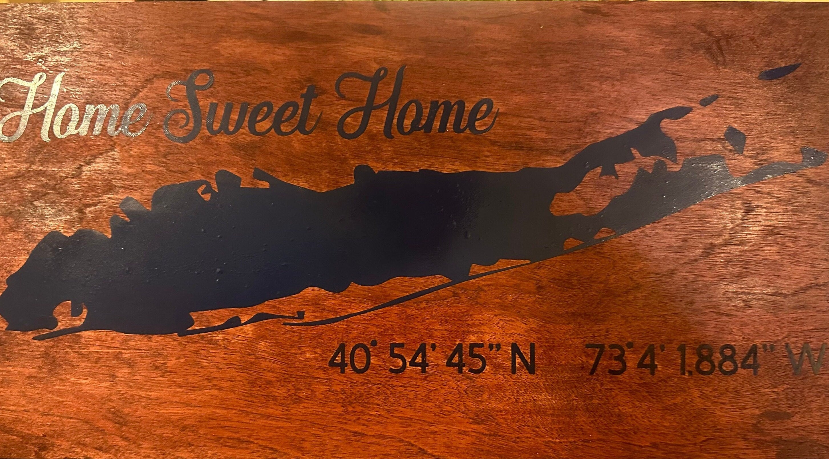Personalized Long Island Wood Sign - Rustic Home Sweet Home Decor