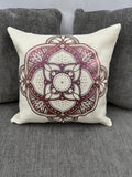 Exquisite Burgundy Mandala Throw Pillow with Rhinestone Embellishments for Elegant Home Decor