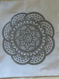 Silver Glitter Mandala Rhinestone Throw Pillow Cover - 15"x15" One-of-a-Kind Home Decor