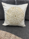 Golden "Love" Mandala - Handcrafted Rhinestone 16"x16" Throw Pillow Cover Home Decor