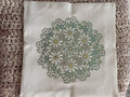 Luxurious Metallic Green Flower Mandala Rhinestone Pillow Cover - Handmade Shimmering Home Decor Accessory