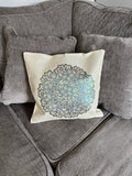 Handmade Metallic Green Mandala Rhinestone Pillow Cover – Shimmering Home Decor