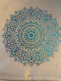 Handmade Metallic Blue Mandala Rhinestone Throw Pillow Cover (16"x16")