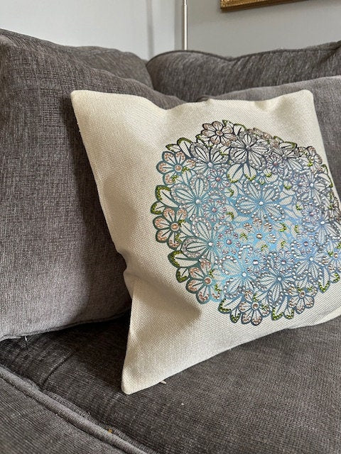 Handmade Metallic Green Mandala Rhinestone Pillow Cover – Shimmering Home Decor