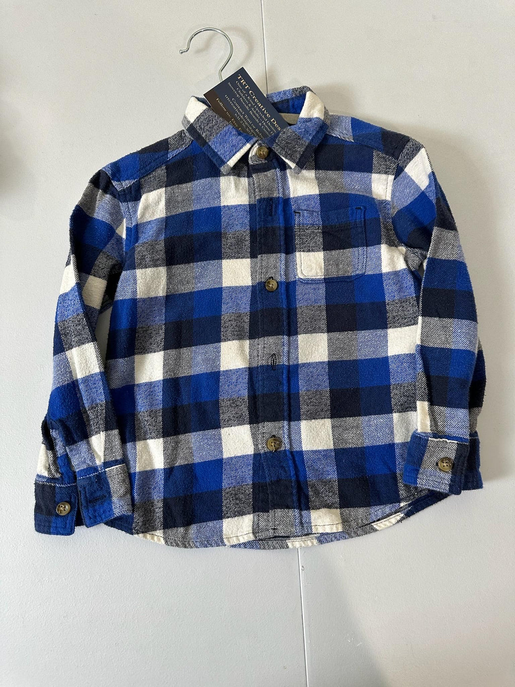 Upcycled Toddler Flannel Shirt – Tractor Design, Size 3T