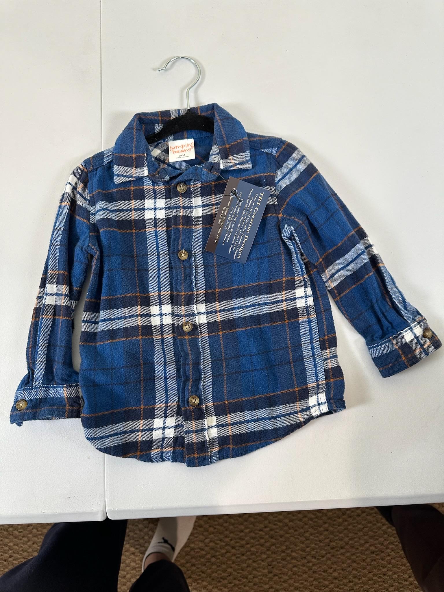Upcycled Toddler Flannel Shirt – Size 24 Months | New York Mets Inspired | One of a Kind