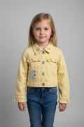 Upcycled Girls Denim Jacket – Size 3T | Yellow Daisy Jacket | One of a Kind