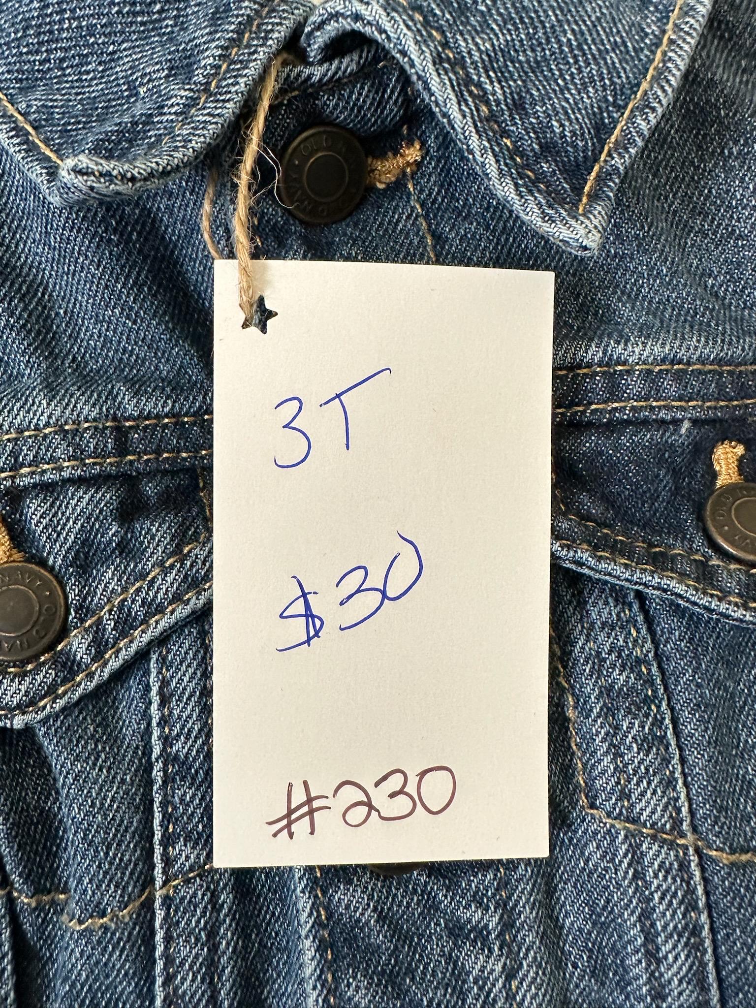 Toddler Denim Jacket – Green Heart, Boutique Style (Size 3T)