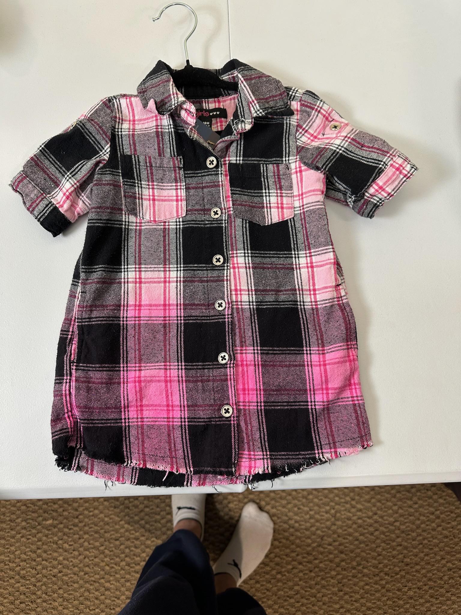 Upcycled Toddler Flannel Dress – Bat Girl Inspired | Size 18 Months | One of a Kind