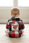 Upcycled Baby Flannel Onesie – Size 3–6 Months | Pirate Bear | One of a Kind