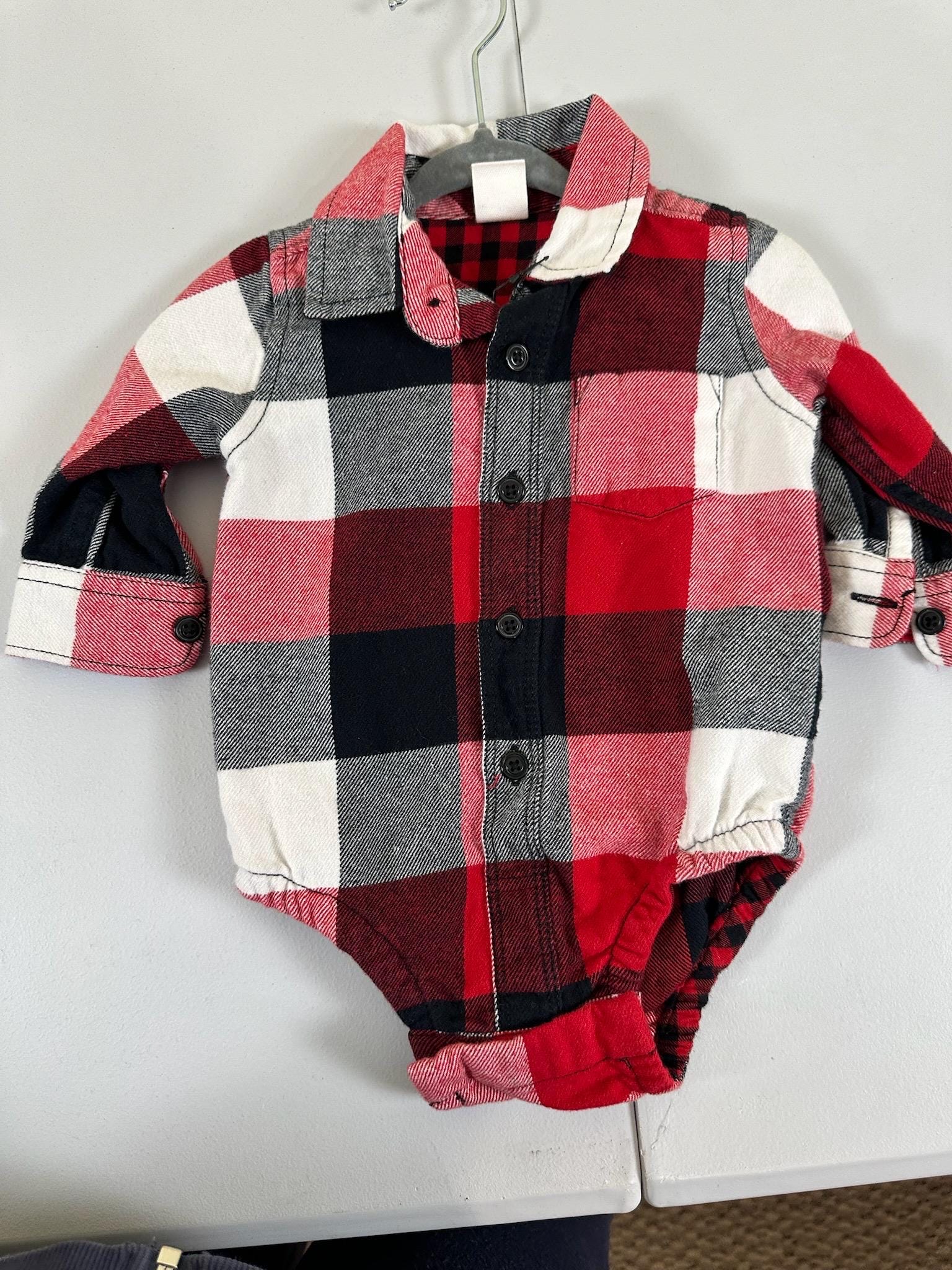Upcycled Baby Flannel Onesie – Size 3–6 Months | Pirate Bear | One of a Kind