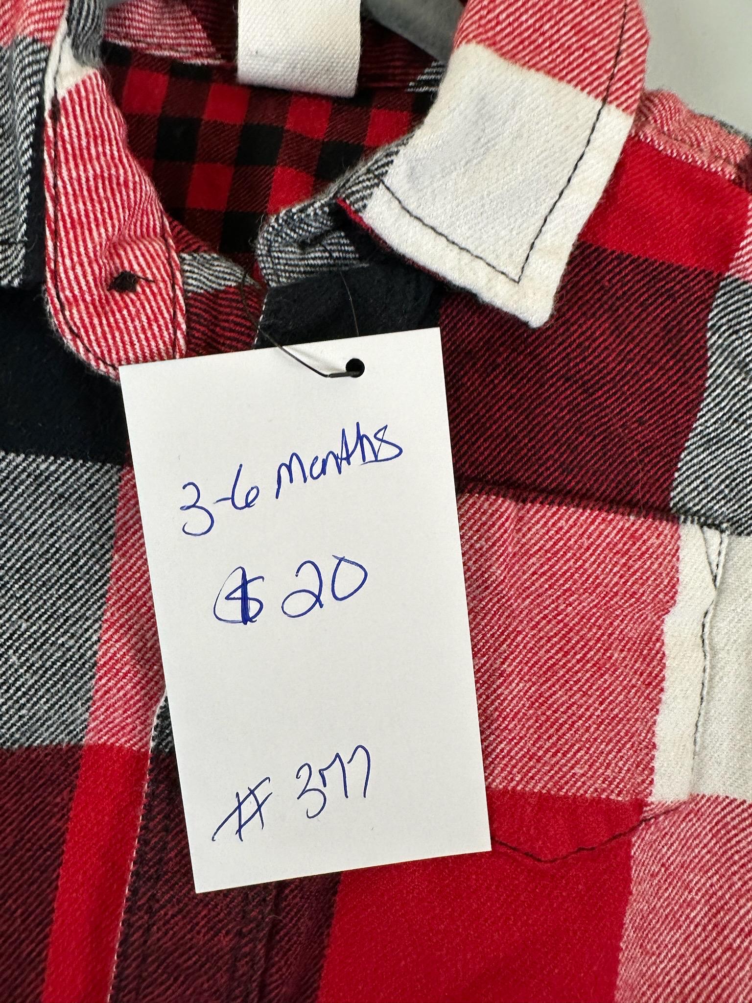 Upcycled Baby Flannel Onesie – Size 3–6 Months | Pirate Bear | One of a Kind