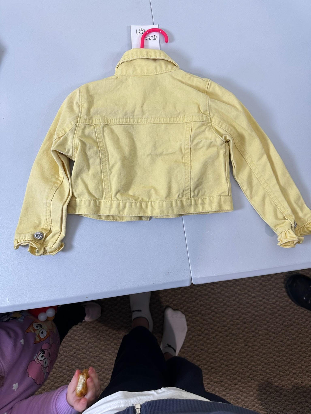 Upcycled Girls Denim Jacket – Size 3T | Yellow Daisy Jacket | One of a Kind