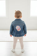 Baby Girl Denim Jacket – Valentine Candy Heart, Rainbow Love, 18 Months
