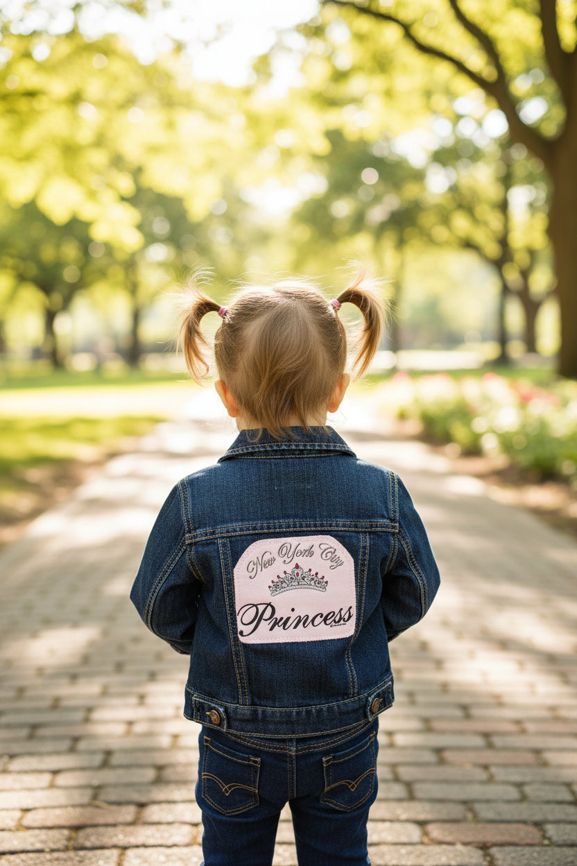 Upcycled Toddler Denim Jacket 2T | NYC Princess Crown