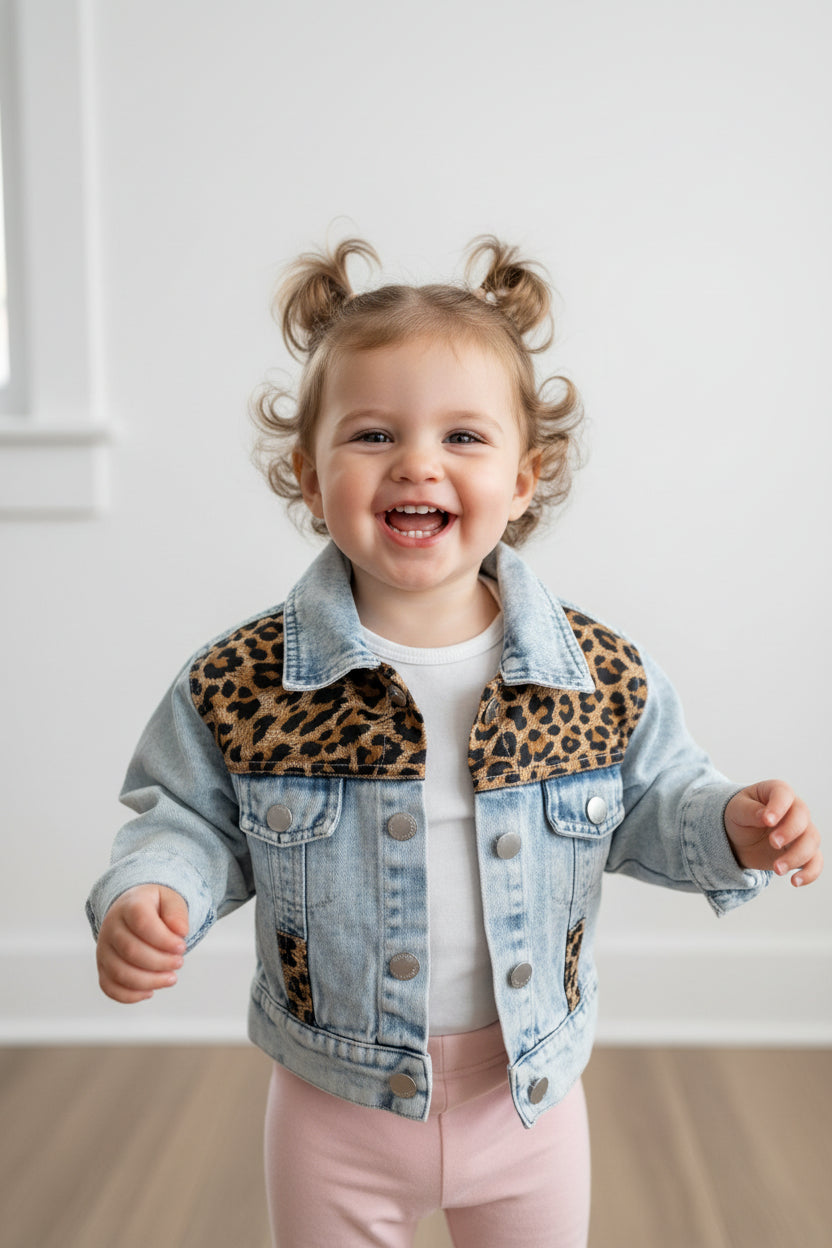 Denim jacket with Lepord print 18-24 months