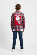 Youth XL Baseball Flannel Shirt | Red White Blue Plaid, All-Star Graphic