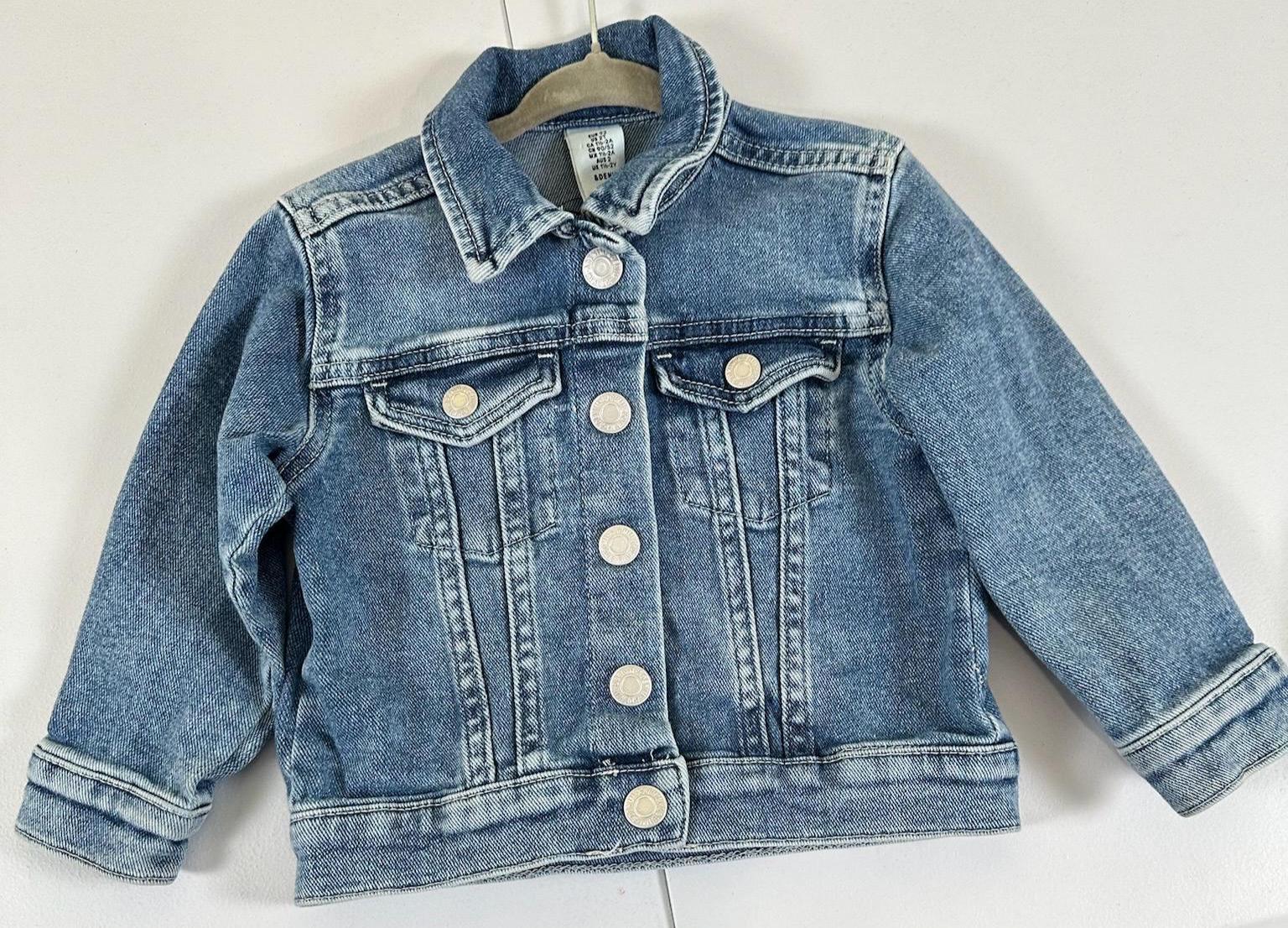 Upcycled Giraffe Denim Jacket for Toddler Girls | Size 2T Kids Jean Jacket | Handmade Animal Jacket | One of a Kind Boutique Style