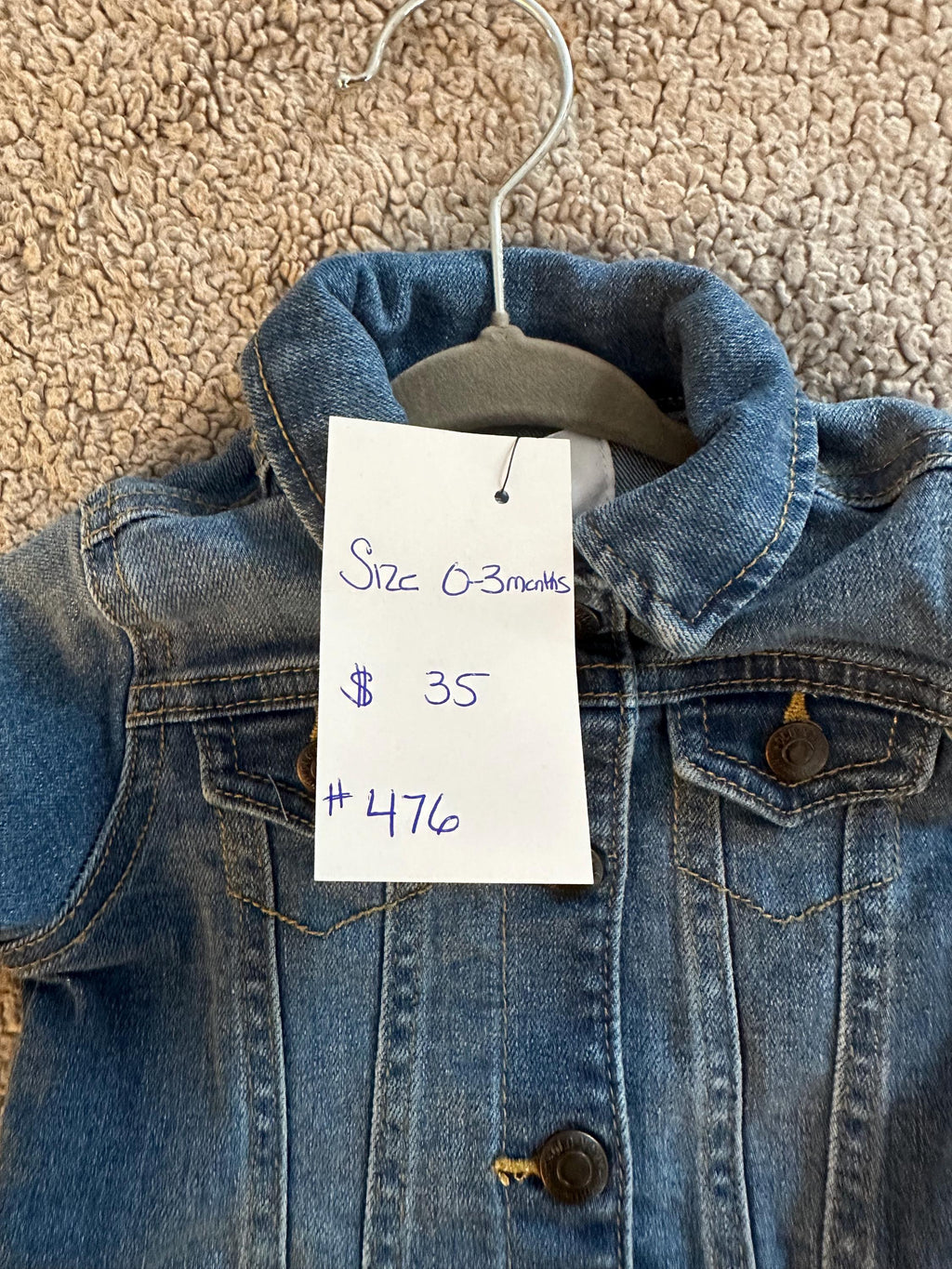 Denim jacket with awesome little dude shark on the back