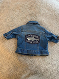 Denim jacket with awesome little dude shark on the back