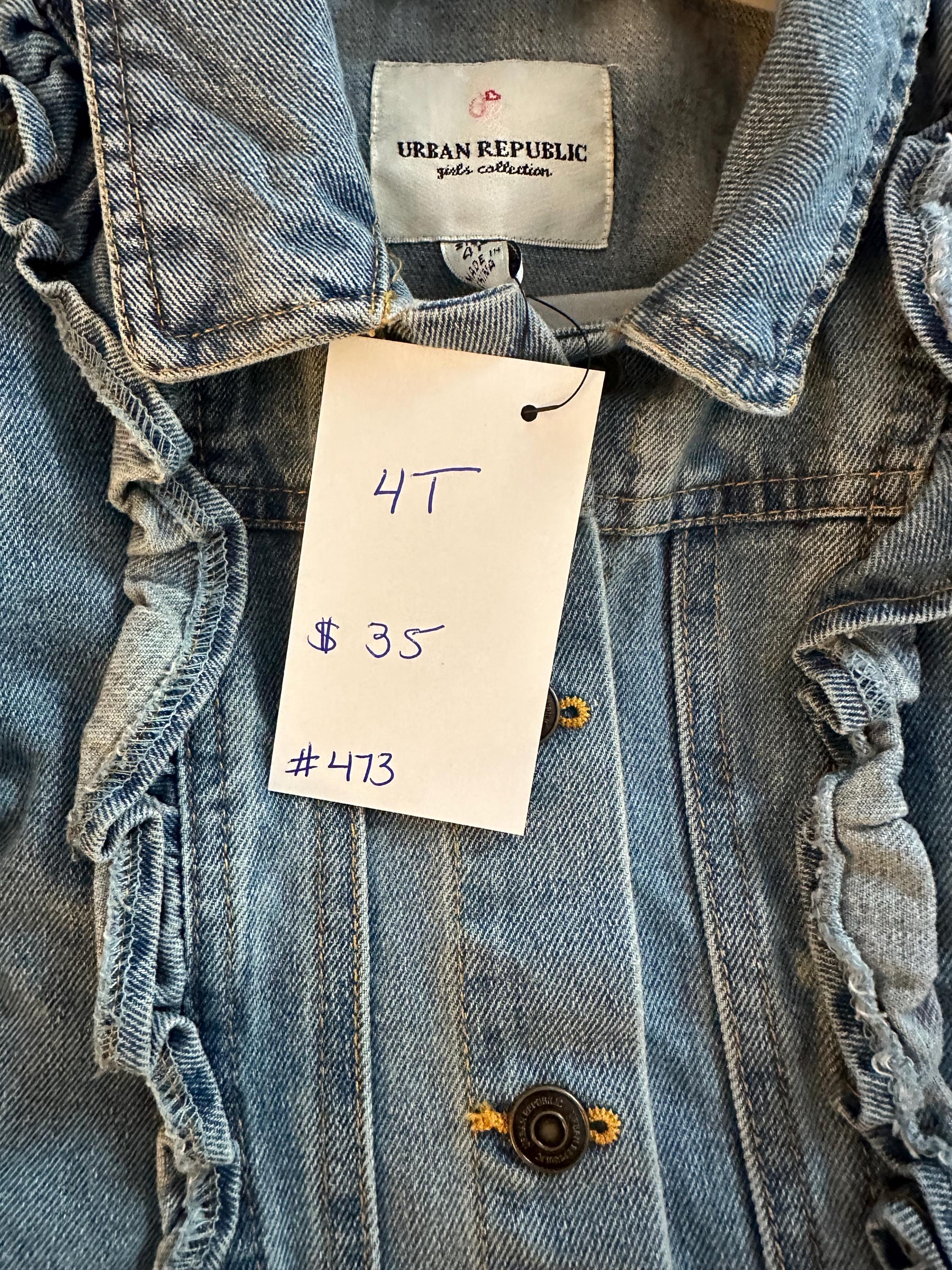 Denim jacket with a Frenchie bulldog on the back
