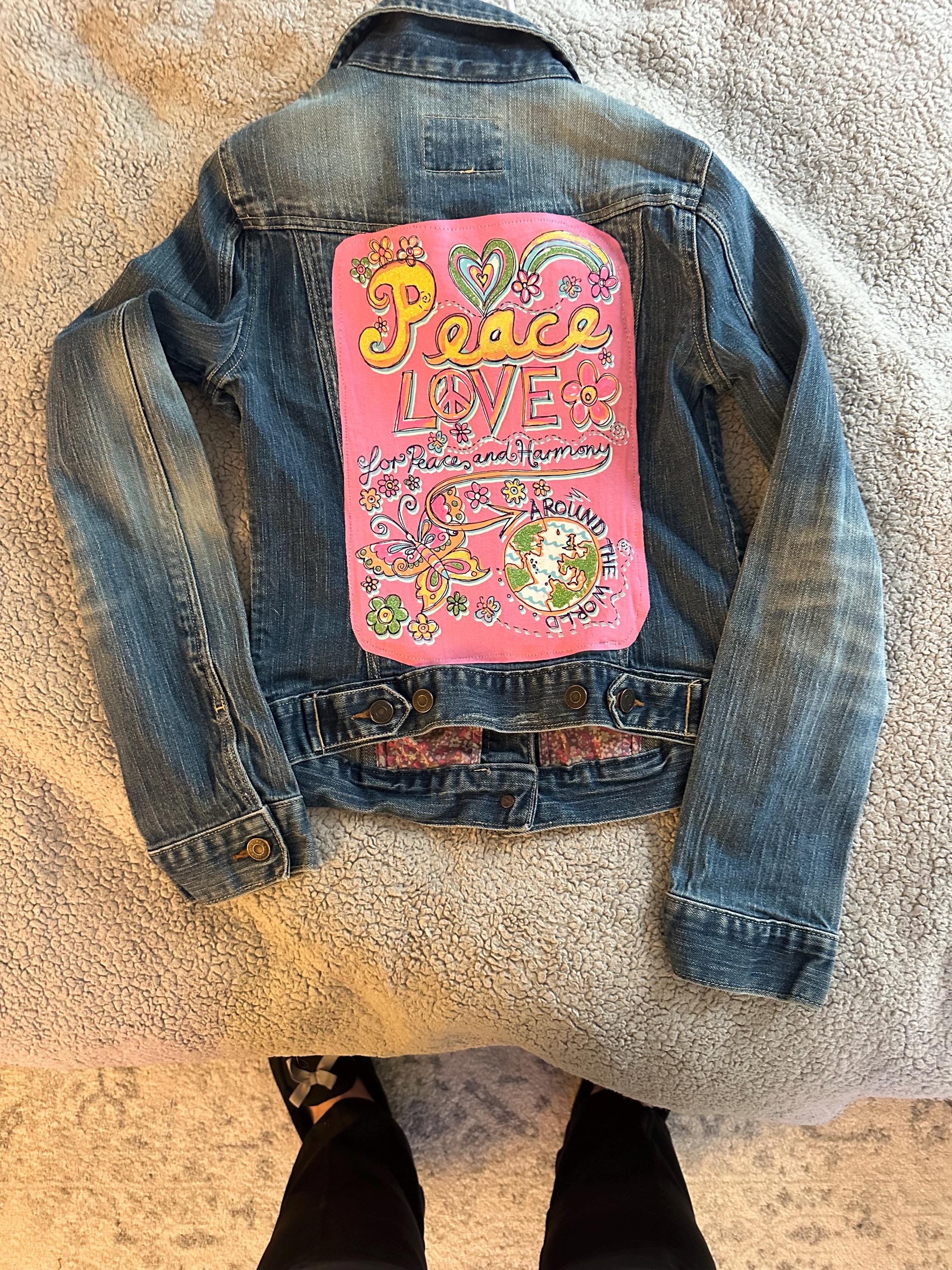 Peace love denim jacket