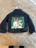 Denim jacket with dogs on the back