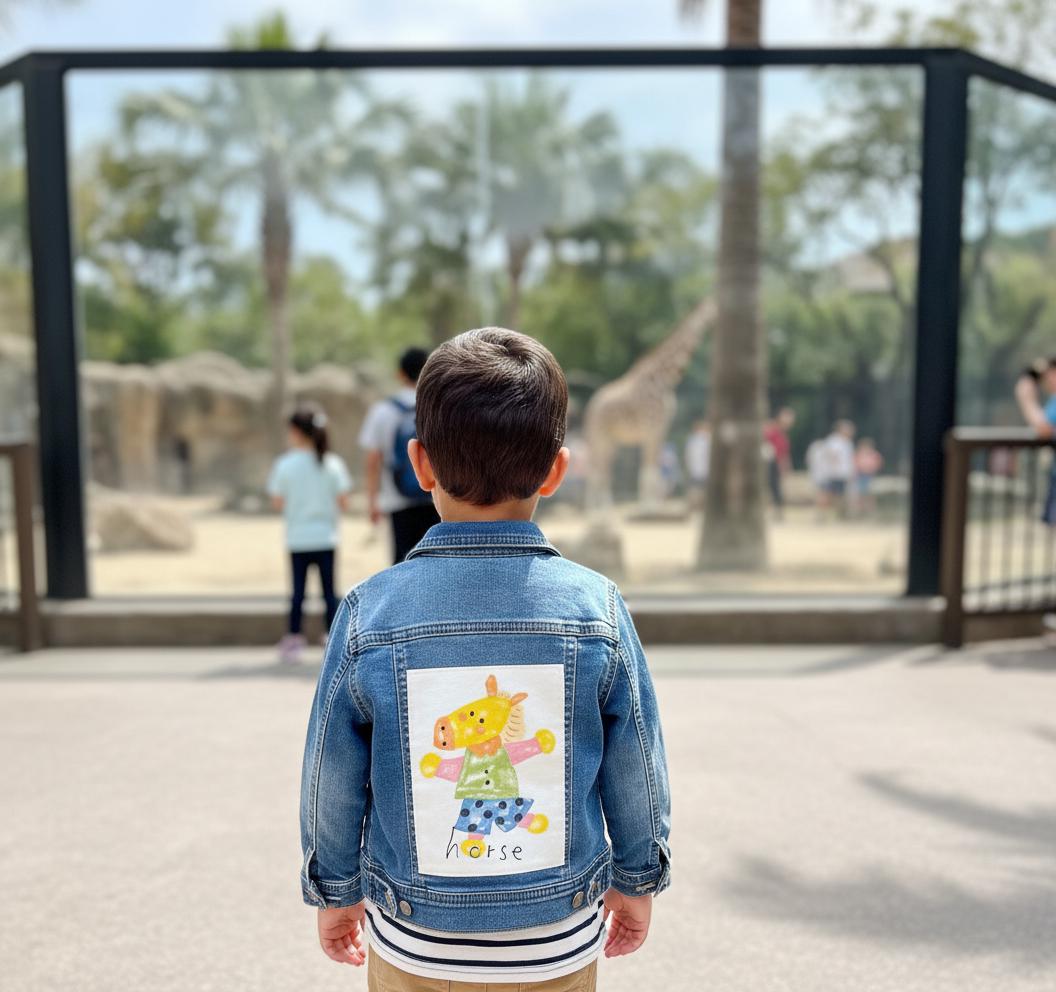Toddler Horse Denim Jacket | 3T Kids Jean Jacket, Upcycled Graphic
