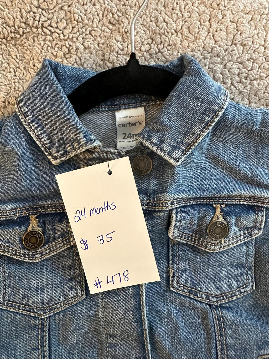 Denim jacket with my mom rocks with a truck on back