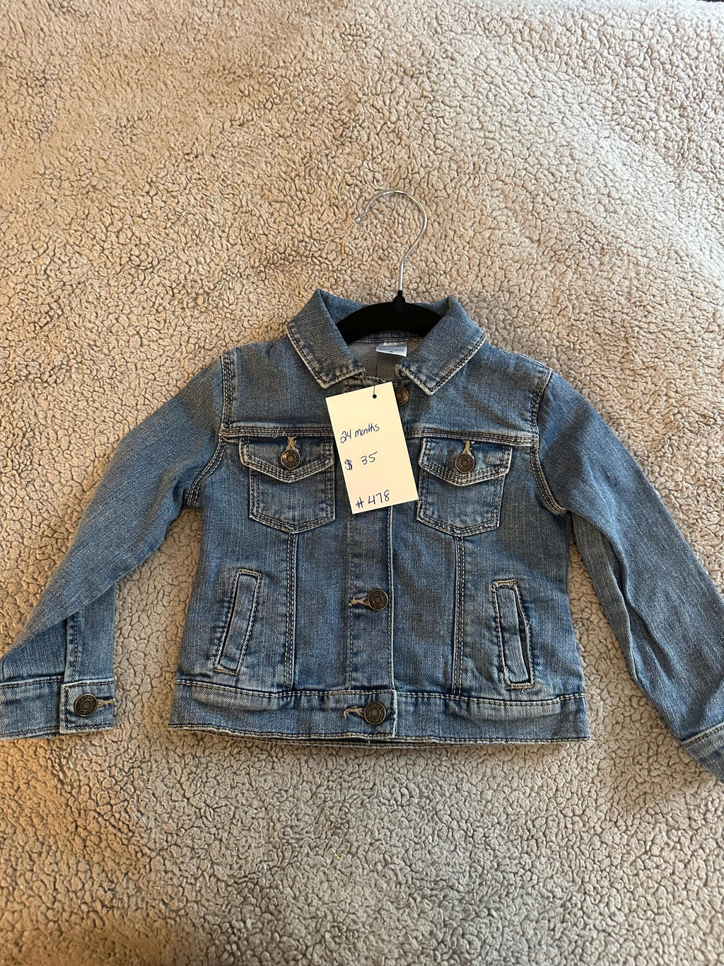 Denim jacket with my mom rocks with a truck on back