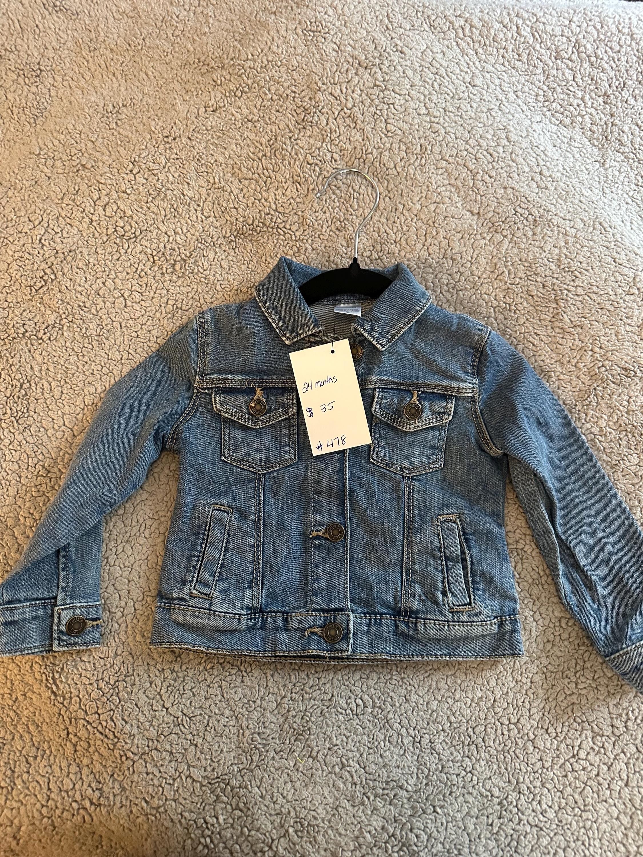 Denim jacket with my mom rocks with a truck on back