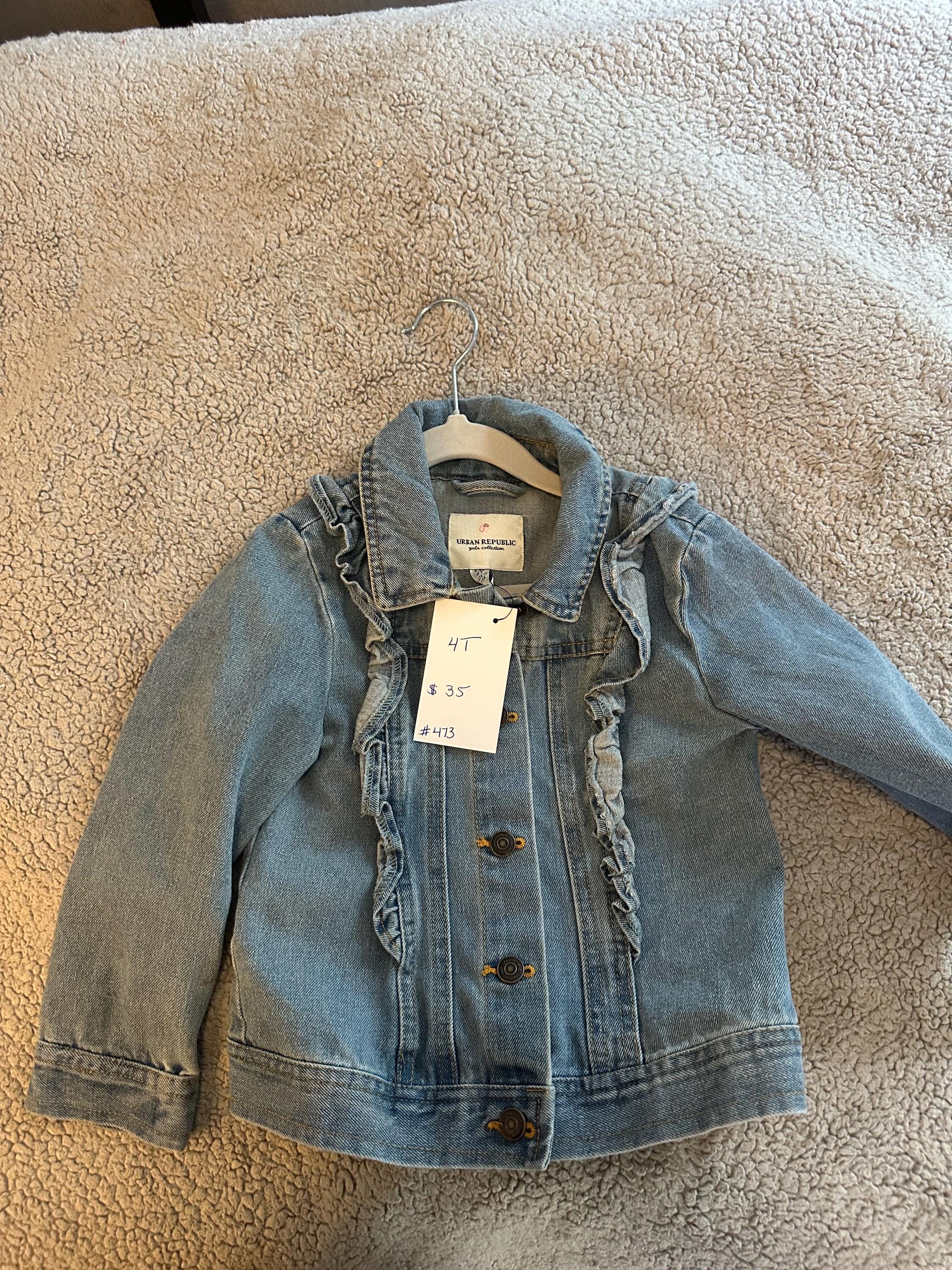Denim jacket with a Frenchie bulldog on the back