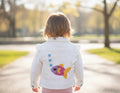 Toddler Girl White Ruffle Jacket – Chenille Fish Appliqué, Ocean Theme (Size 2T)