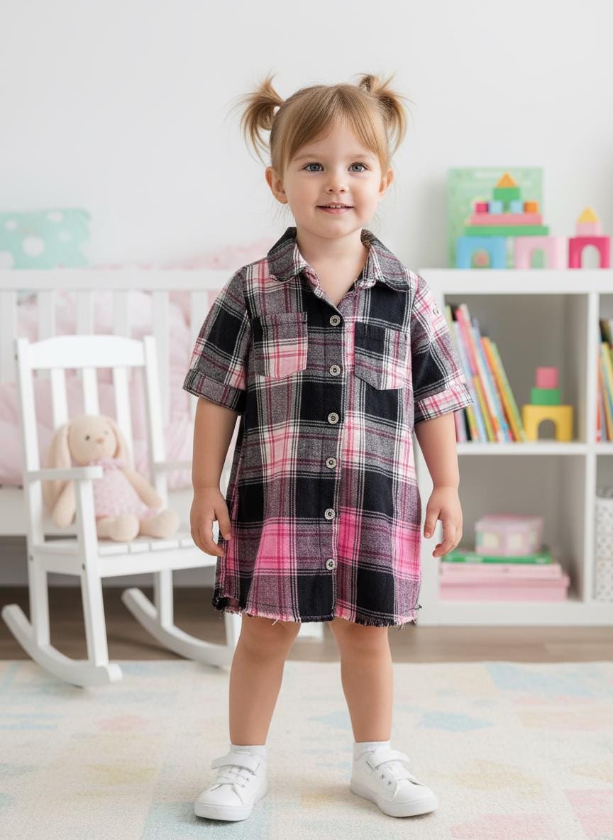 Upcycled Toddler Flannel Dress – Bat Girl Inspired | Size 18 Months | One of a Kind