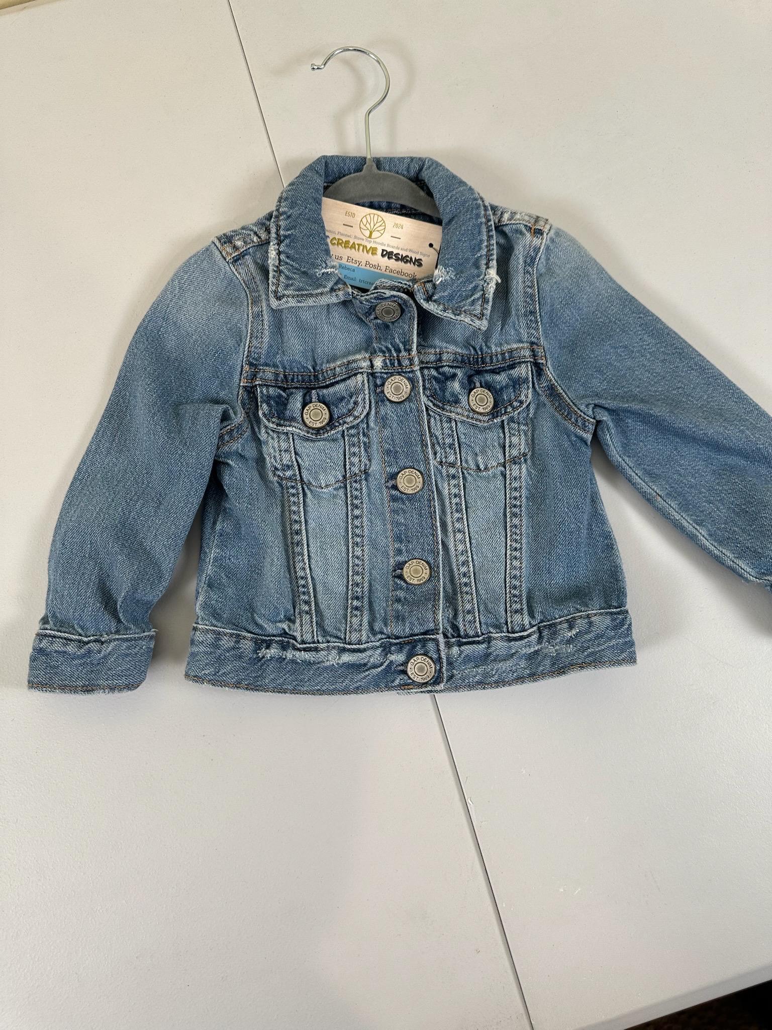 Upcycled Toddler Denim Jacket 2T – Mama’s Mini Leopard Appliqué