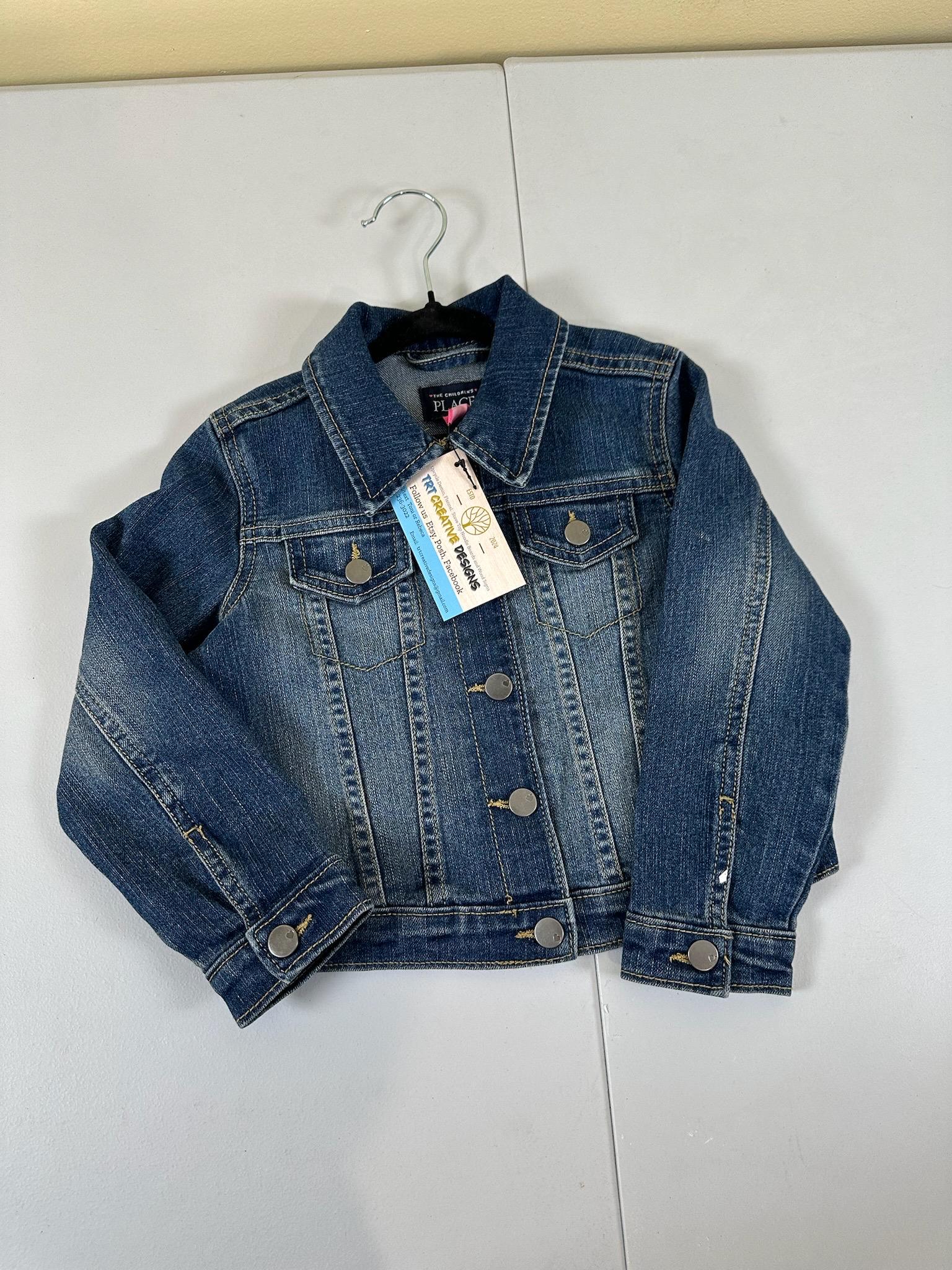 Upcycled Toddler Denim Jacket 4T – Sequin French Bulldog | One of a Kind Kids Jean Jacket