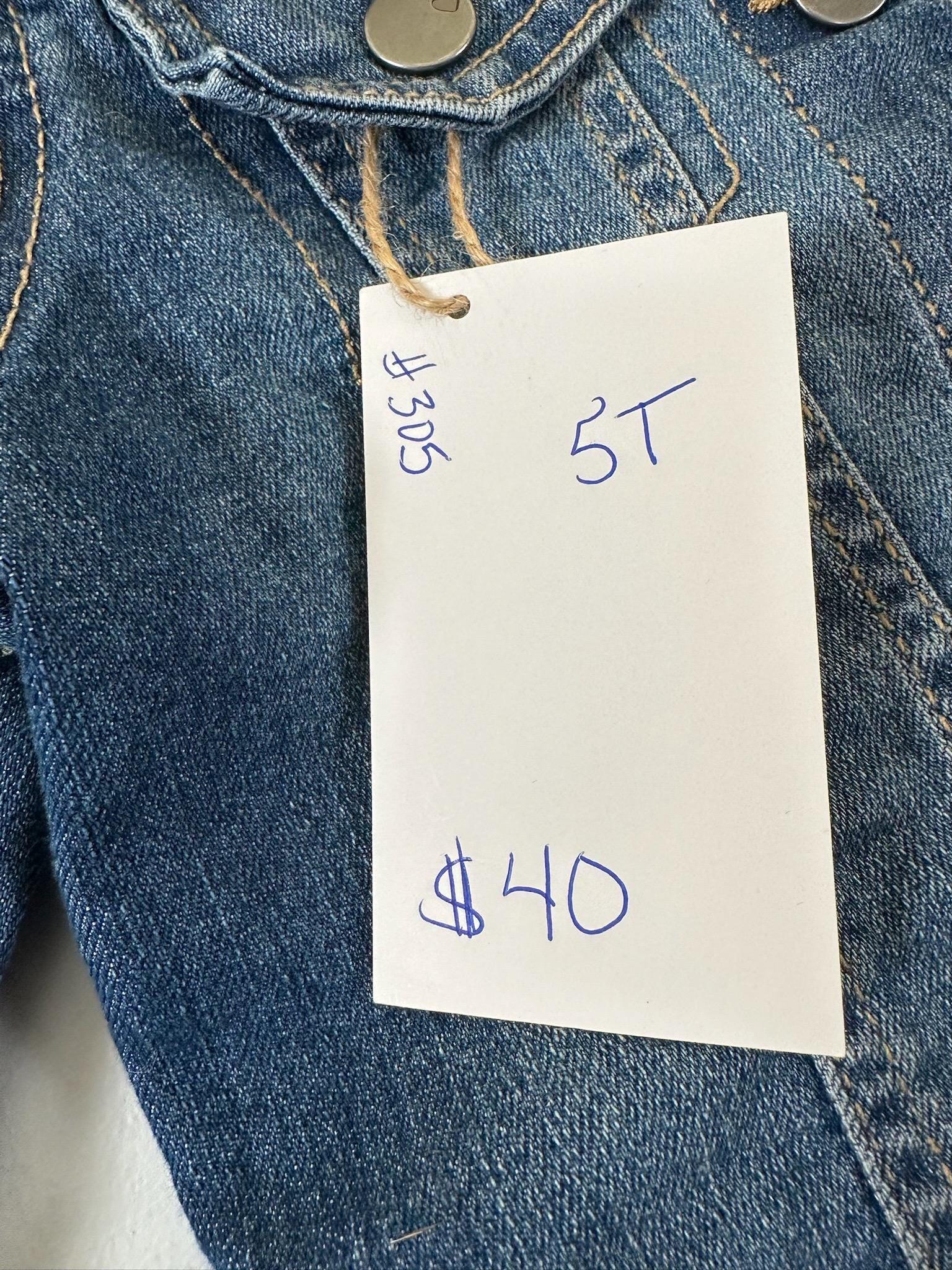 Upcycled Toddler Denim Jacket 5T – Handmade Floral Inset