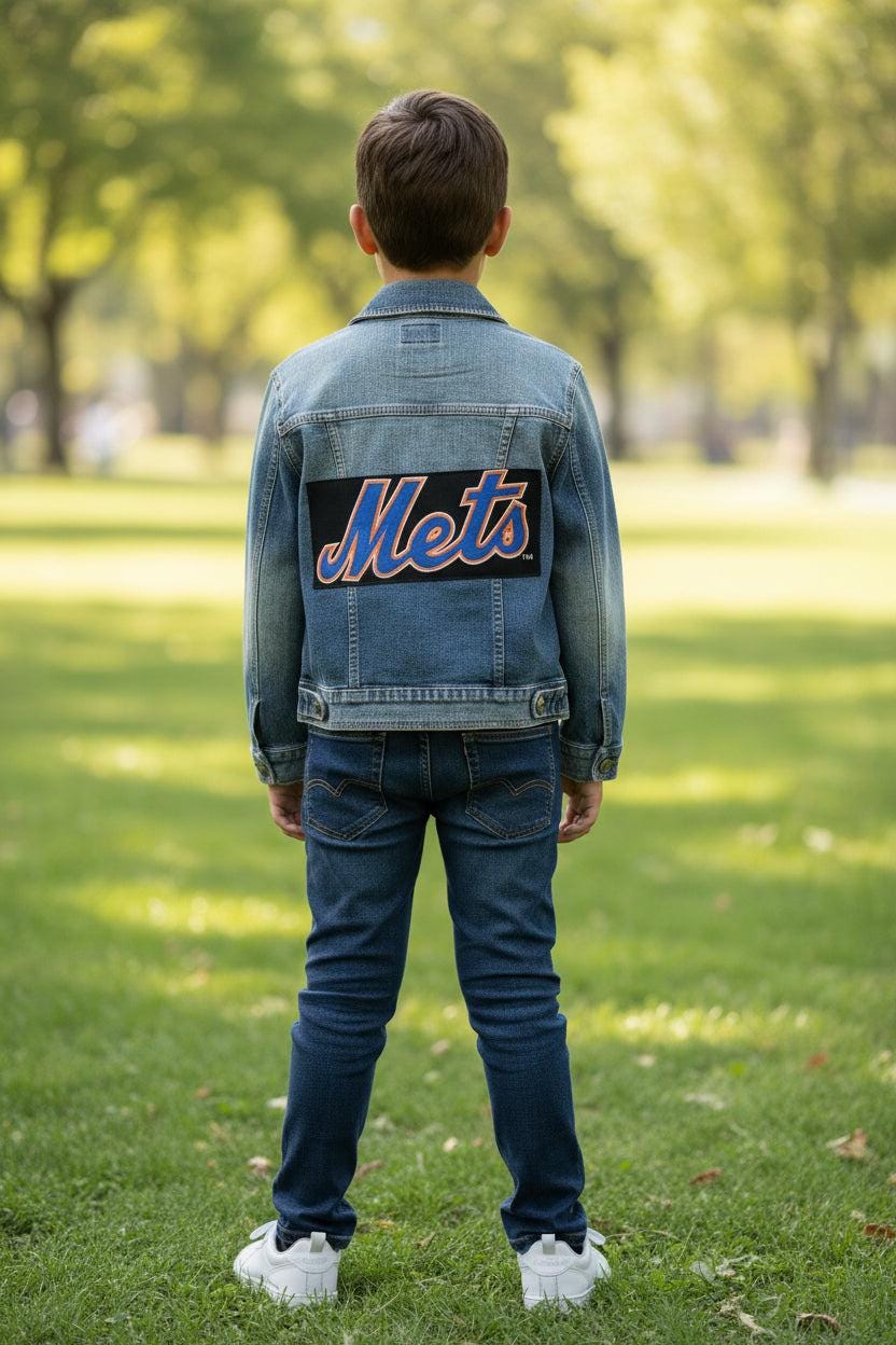 Upcycled Mets Denim Jacket | Youth Baseball Fan Apparel