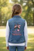 Upcycled Denim Vest | Patriotic American Girl, Youth Size 10/12