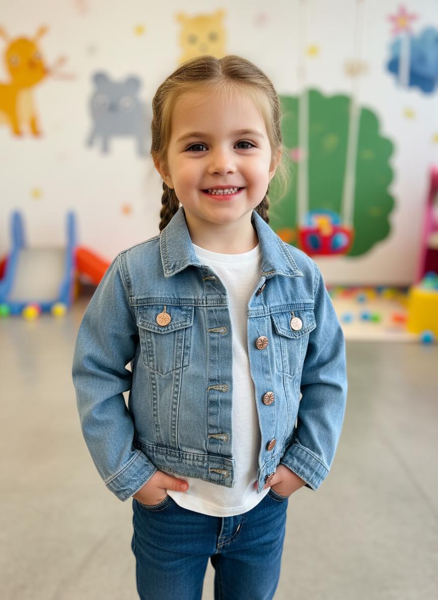 Upcycled Toddler Denim Jacket Seahorse Patch Girls Size 5 Handmade