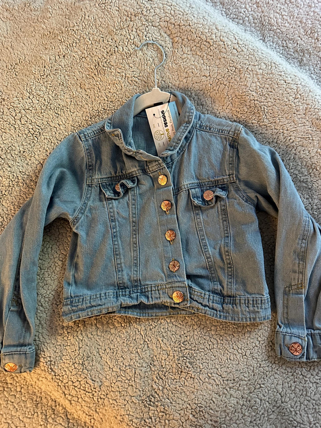 Upcycled Toddler Denim Jacket Seahorse Patch Girls Size 5 Handmade