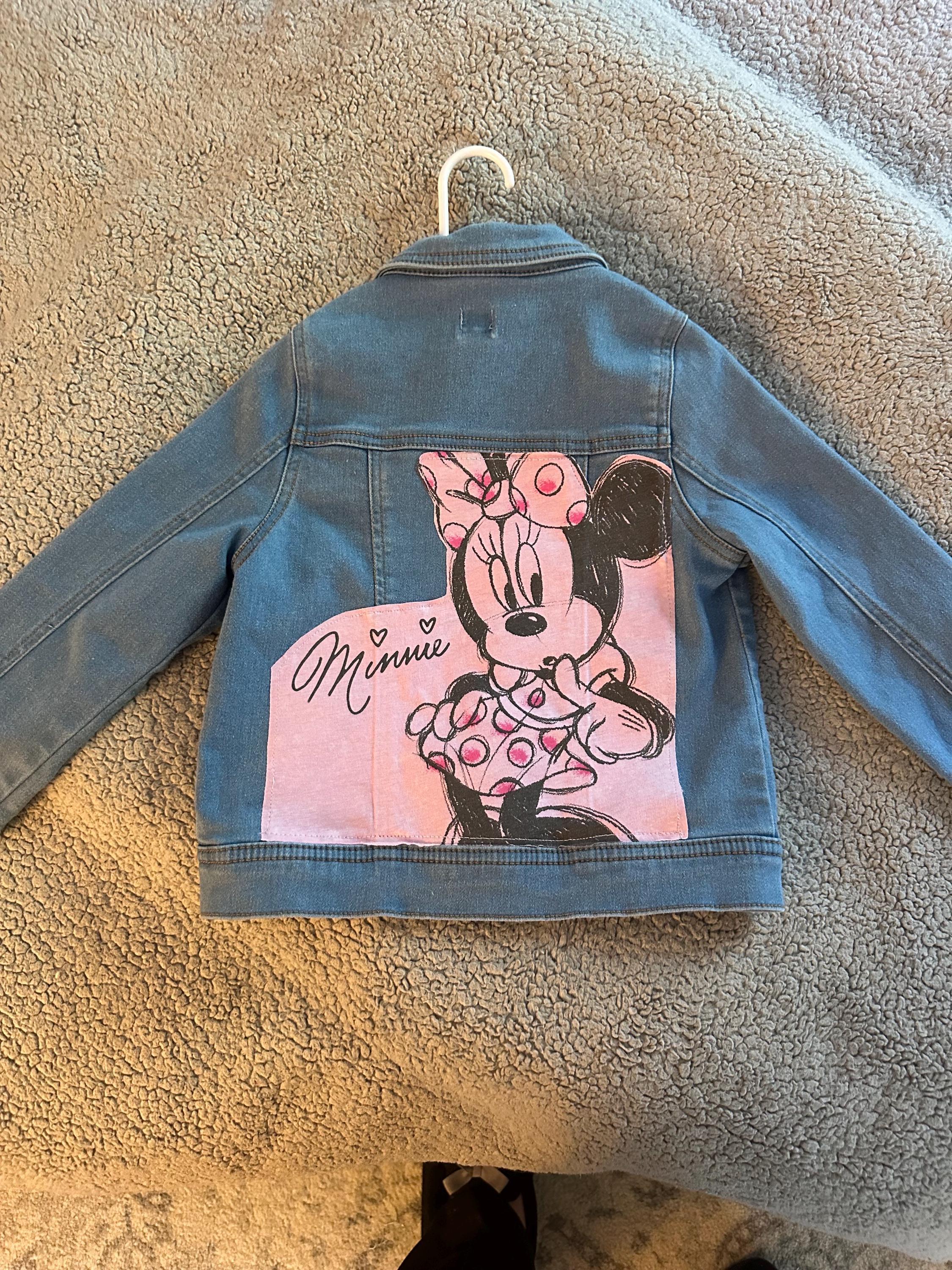Custom Minnie Denim Jacket Kids Size 5/6 Upcycled Disney Jacket
