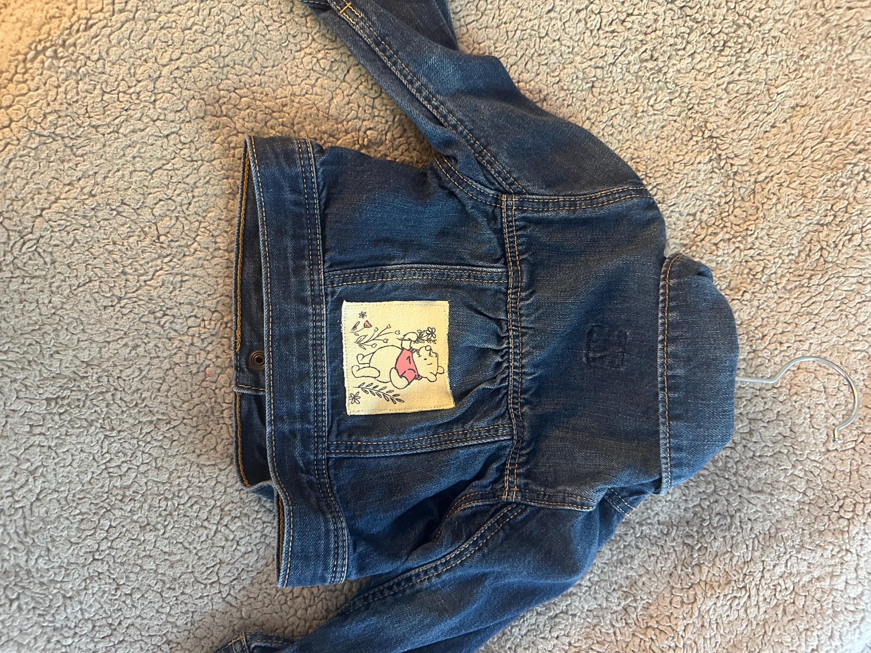 Winnie the Pooh Baby Denim Jacket | Upcycled Jean Coat (12-18 Months)