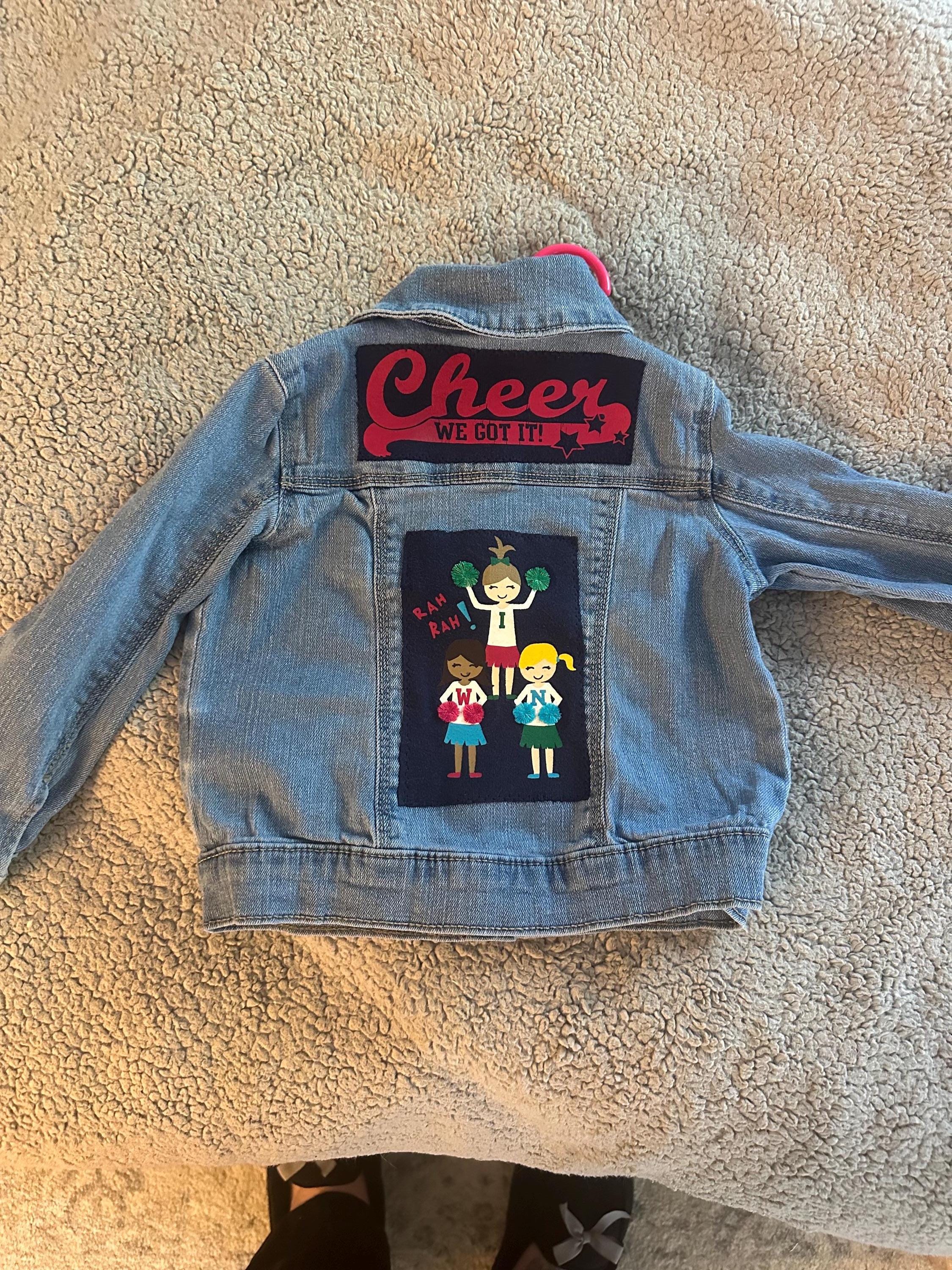 Toddler Cheer Denim Jacket | Upcycled Kids Jean Jacket | Girls Size 3T