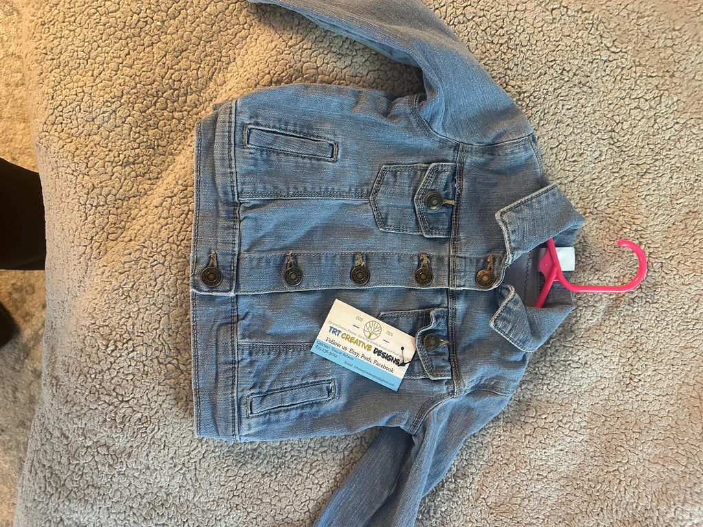 Toddler Cheer Denim Jacket | Upcycled Kids Jean Jacket | Girls Size 3T