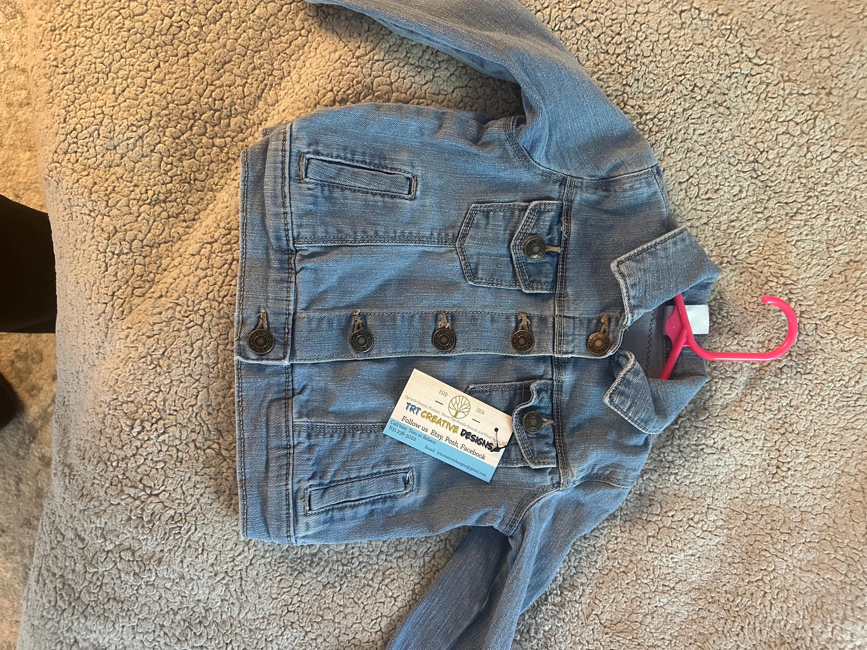 Toddler Cheer Denim Jacket | Upcycled Kids Jean Jacket | Girls Size 3T