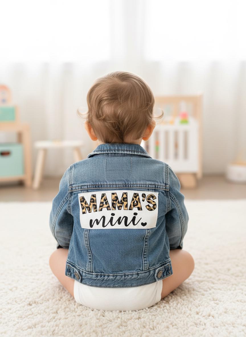 Upcycled Toddler Denim Jacket 2T – Mama’s Mini Leopard Appliqué