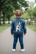 Upcycled Toddler Denim Jacket 4T – Sequin French Bulldog | One of a Kind Kids Jean Jacket