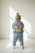 Upcycled Baby Denim Jacket – Size 12 Months | Floral Back Detail | One of a Kind
